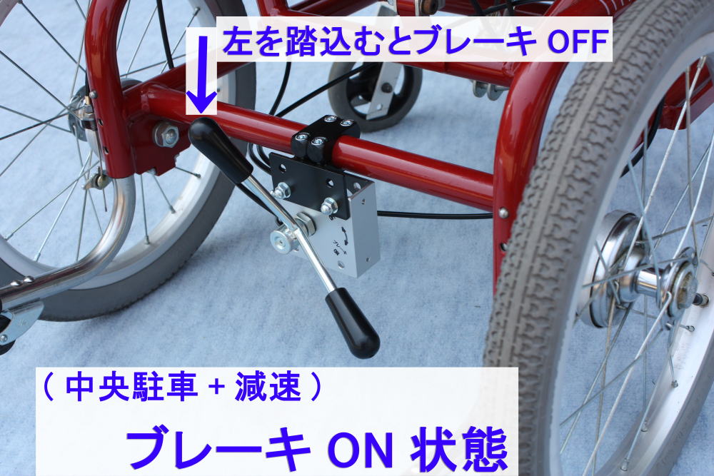 介助者足元駐車減速ブレーキ中央